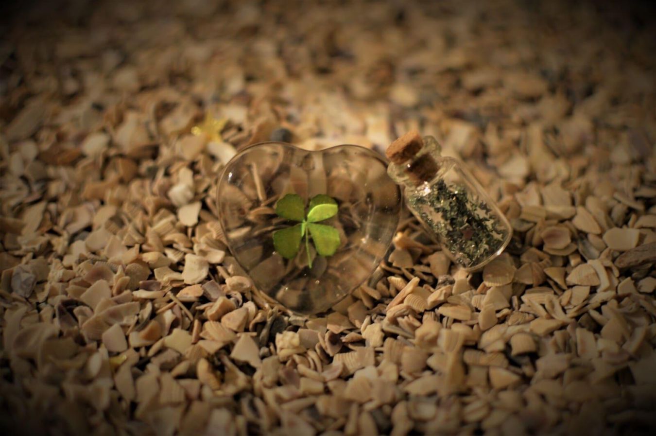 Glazen hart met klaver